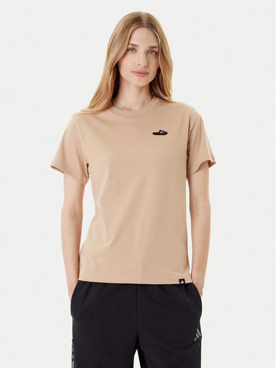 adidas Тишърт Slide Graphic JZ1037 Бежов Regular Fit цвят на ниска цена