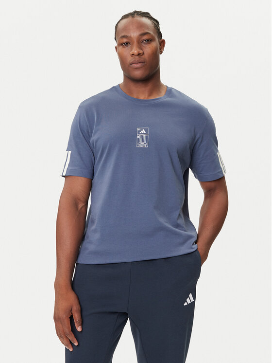 adidas Тишърт Stadium Ticket JM6472 Син Loose Fit цвят на ниска цена