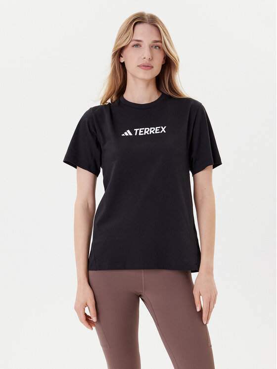 adidas Тишърт Terrex Classic Logo JF9131 Черен Regular Fit цвят на ниска цена