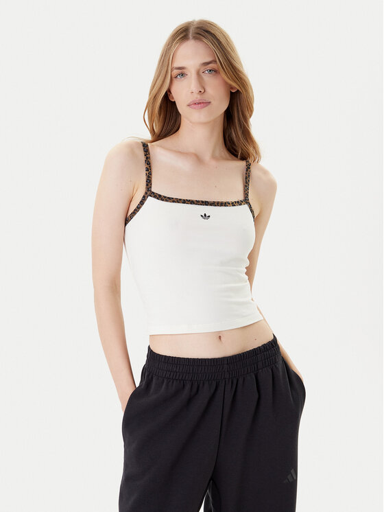 adidas топ Leopard JW7309 Бял Slim Fit цвят на ниска цена