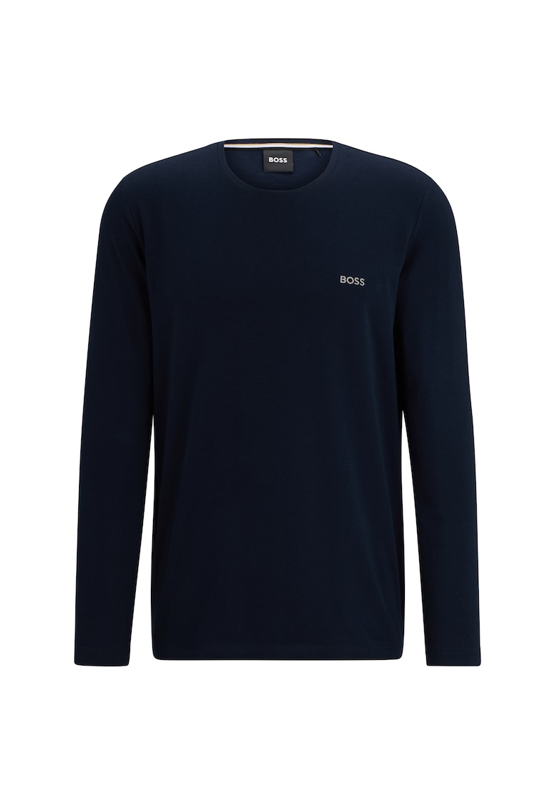 Блуза с овално деколте и лого BOSS