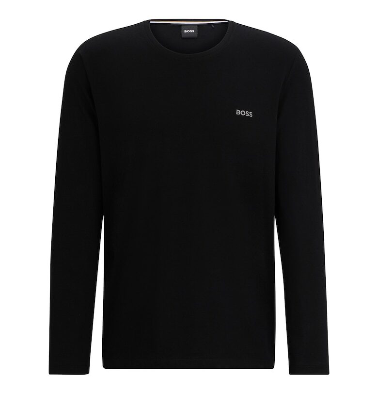 Блуза с овално деколте и лого BOSS