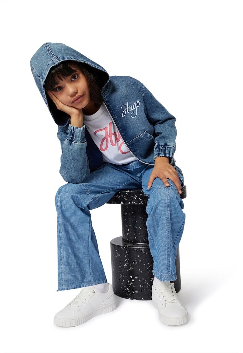 Блуза с овално деколте и лого HUGO