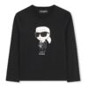 Блуза с овално деколте и лого KARL LAGERFELD KIDS