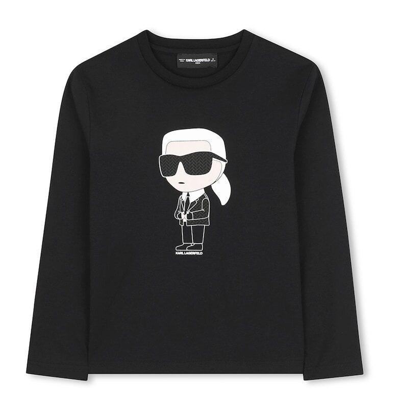 Блуза с овално деколте и лого KARL LAGERFELD KIDS