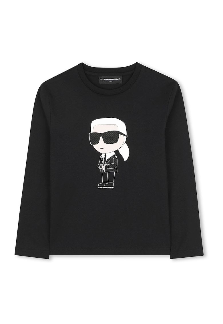 Блуза с овално деколте и лого KARL LAGERFELD KIDS