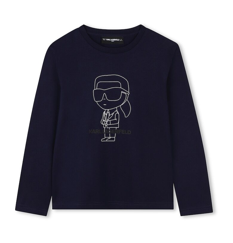 Блуза с овално деколте и лого KARL LAGERFELD KIDS