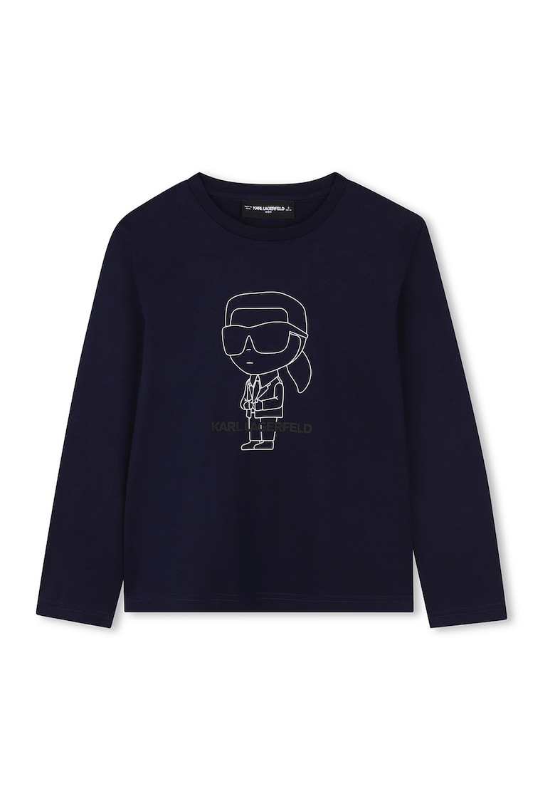 Блуза с овално деколте и лого KARL LAGERFELD KIDS