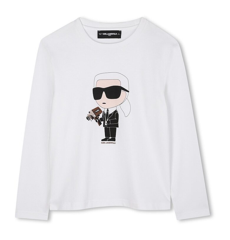 Блуза с овално деколте и лого KARL LAGERFELD KIDS