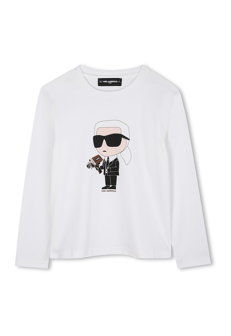 Блуза с овално деколте и лого KARL LAGERFELD KIDS