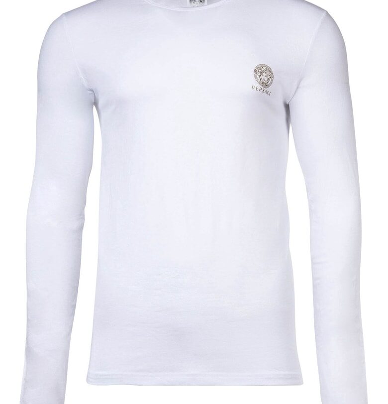 Блуза с овално деколте и лого Versace