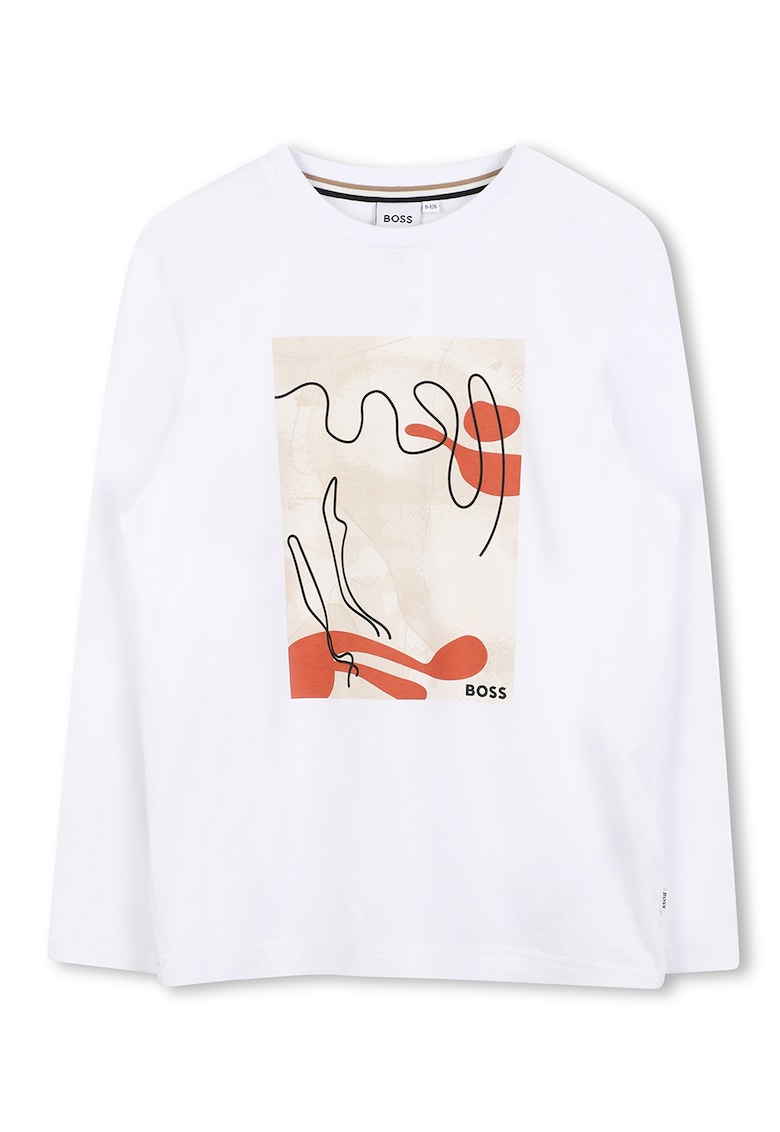 Блуза с овално деколте и фигурален принт BOSS Kidswear