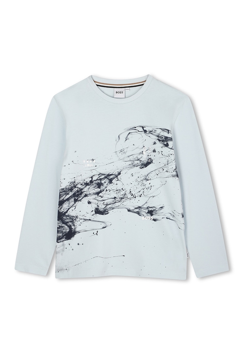 Блуза с овално деколте и фигурален принт BOSS Kidswear