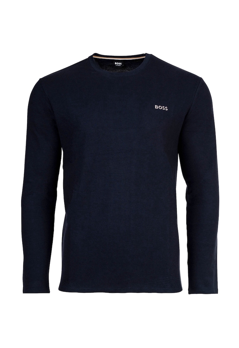 Блуза с памук с овално деколте BOSS