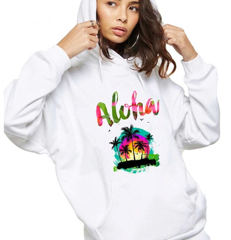 Бял дамски суичър - Aloha THEICONIC