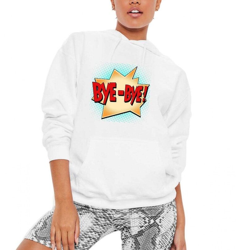 Бял дамски суичър - Bye Bye THEICONIC