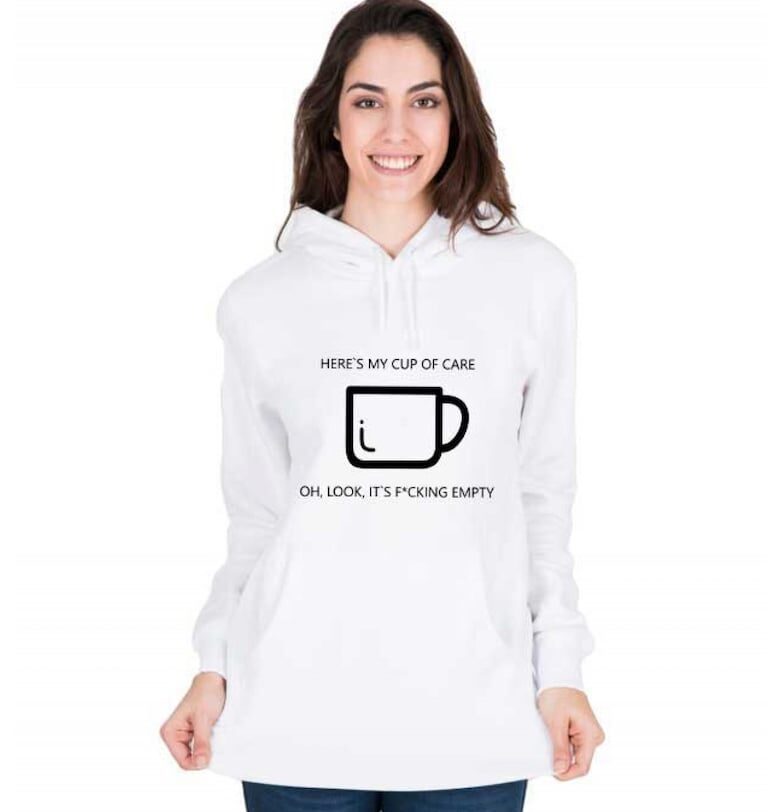 Бял дамски суичър - Cup of care THEICONIC