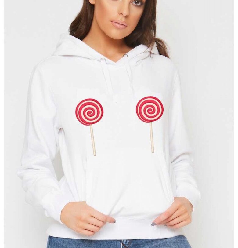 Бял дамски суичър - Lollipop THEICONIC