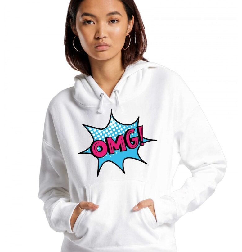 Бял дамски суичър - OMG THEICONIC