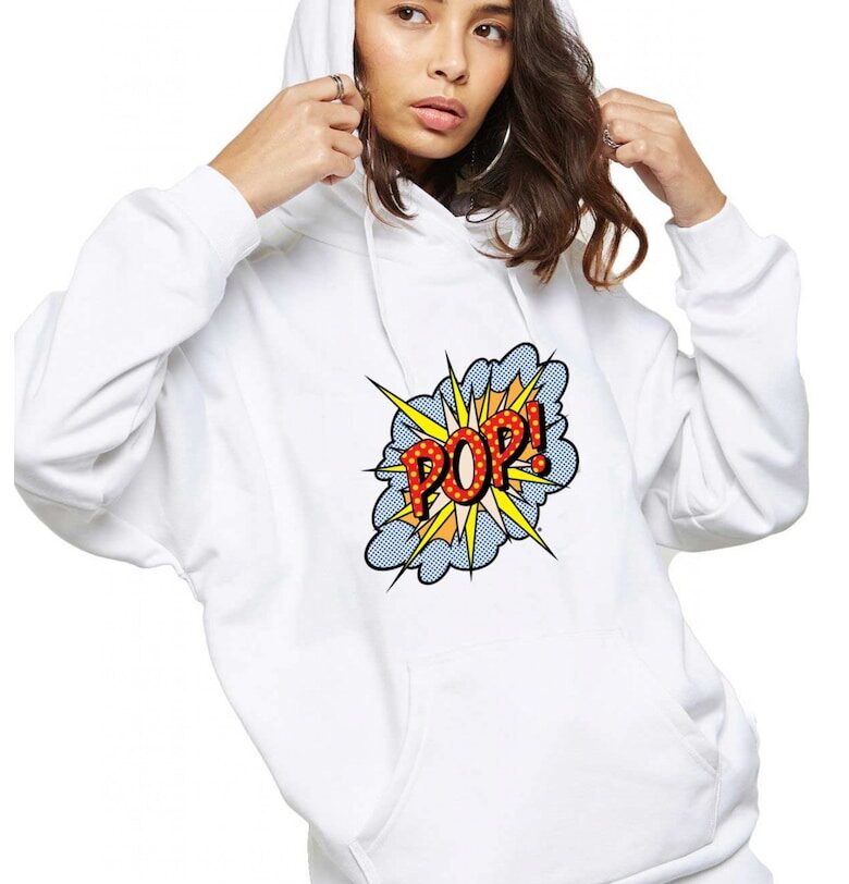 Бял дамски суичър - POP THEICONIC