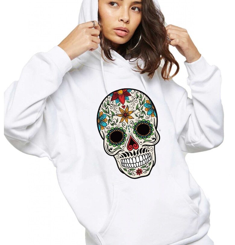 Бял дамски суичър - Sugar Skull THEICONIC