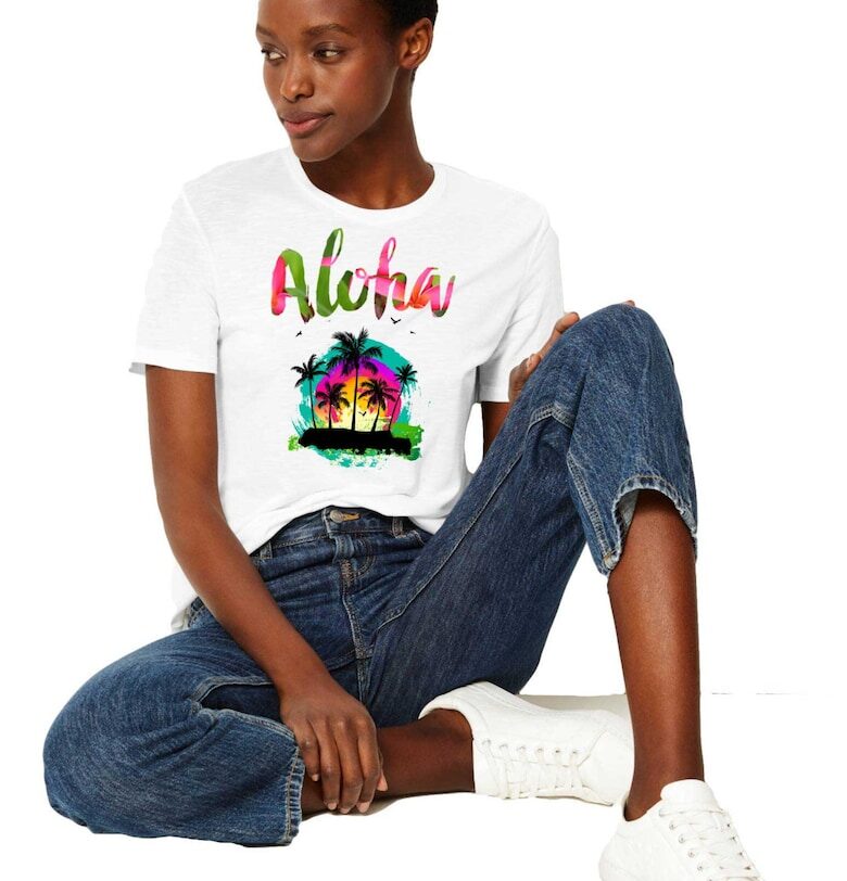 Бяла дамска тениска Aloha THEICONIC