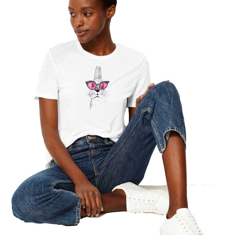 Бяла дамска тениска - Bunny Fashion THEICONIC