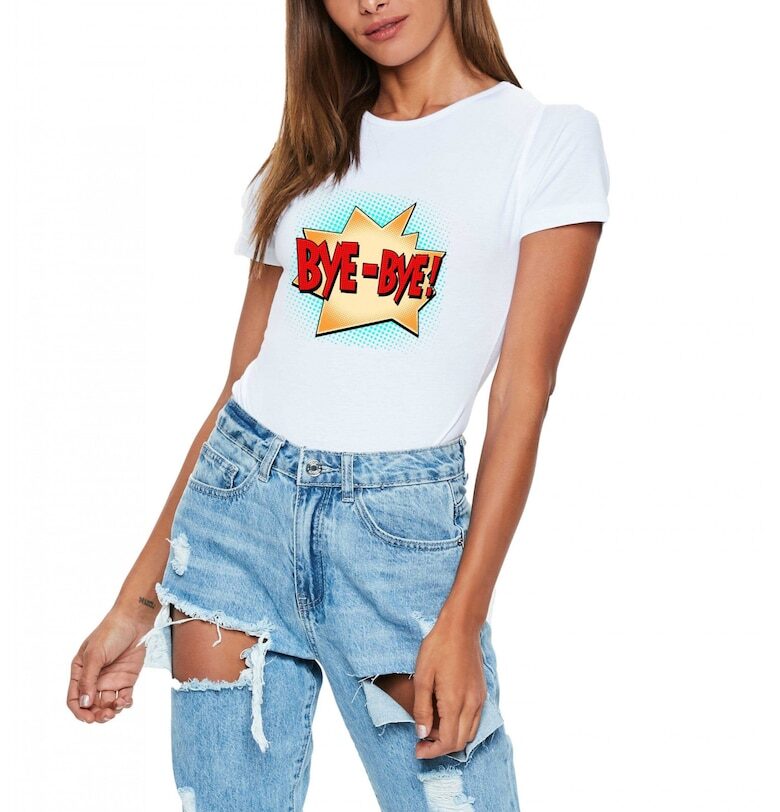 Бяла дамска тениска - Bye Bye THEICONIC