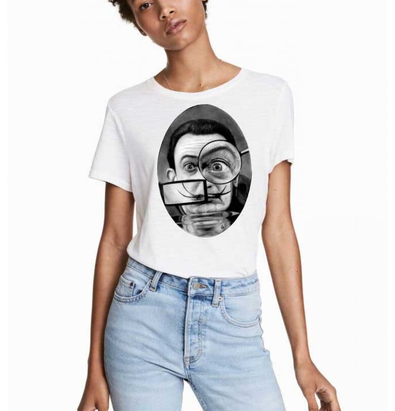 Бяла дамска тениска - Dali - The Watcher THEICONIC