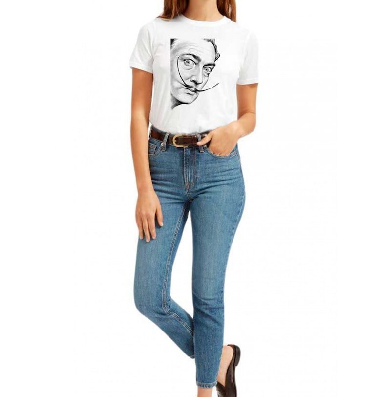 Бяла дамска тениска - Dali - Портрет THEICONIC