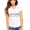 Бяла дамска тениска - HATERS THEICONIC