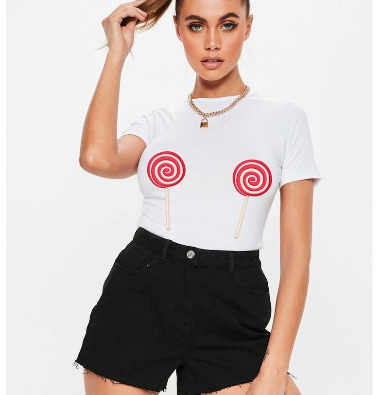 Бяла дамска тениска - Lollipop THEICONIC