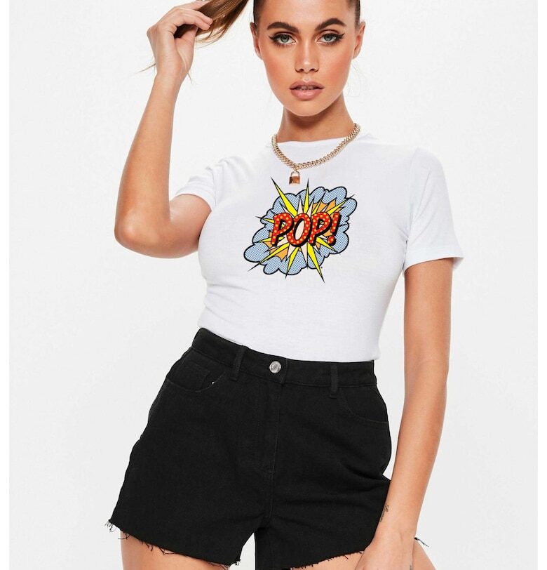 Бяла дамска тениска - POP THEICONIC