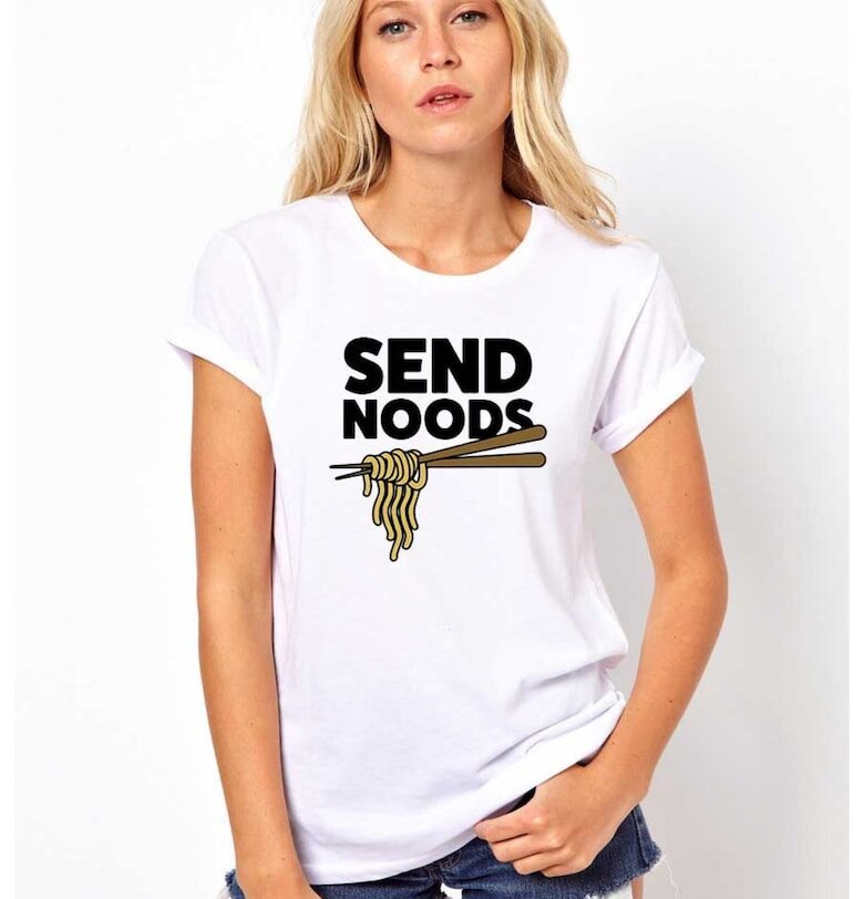 Бяла дамска тениска - Send noods THEICONIC