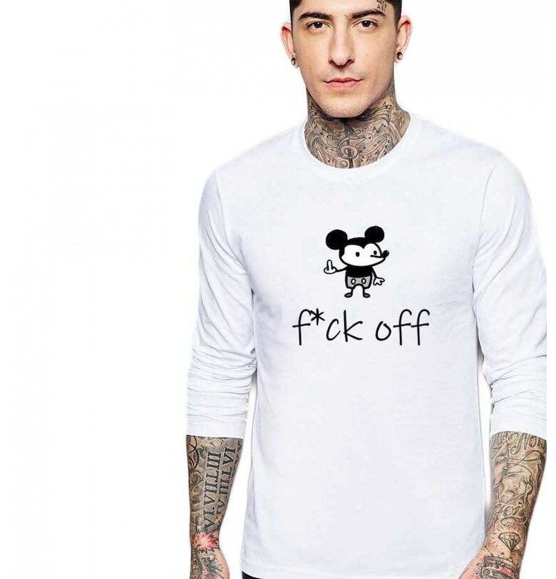 Бяла мъжка блуза - ф*к от Мики Маус THEICONIC