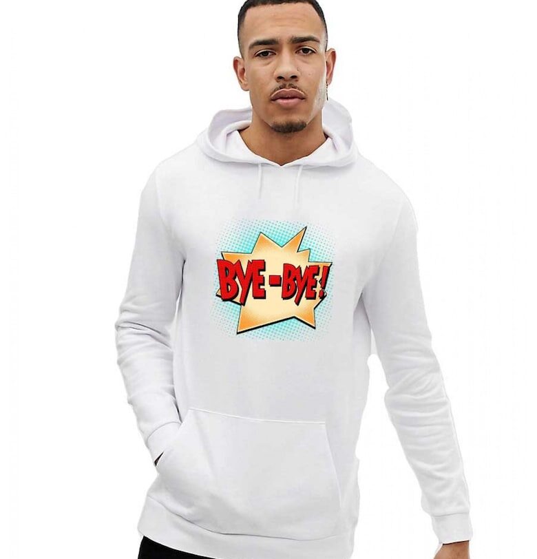 Бяла мъжка качулка - Bye Bye THEICONIC