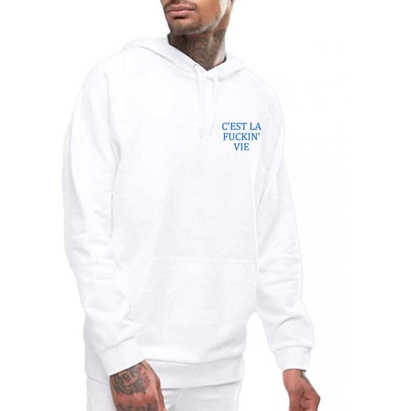 Бяла мъжка качулка - C'est la vie THEICONIC