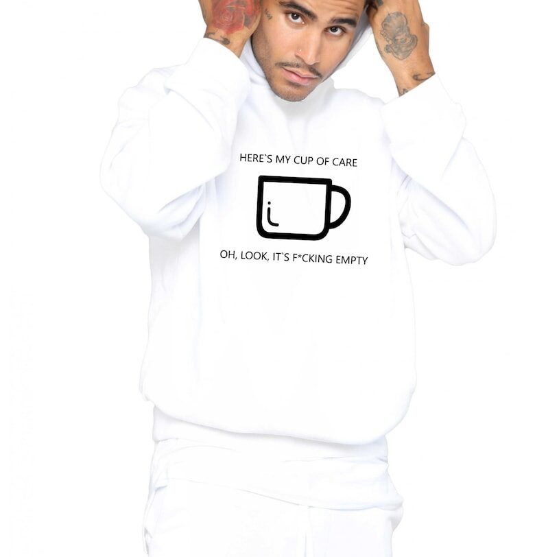 Бяла мъжка качулка - Cup of care THEICONIC