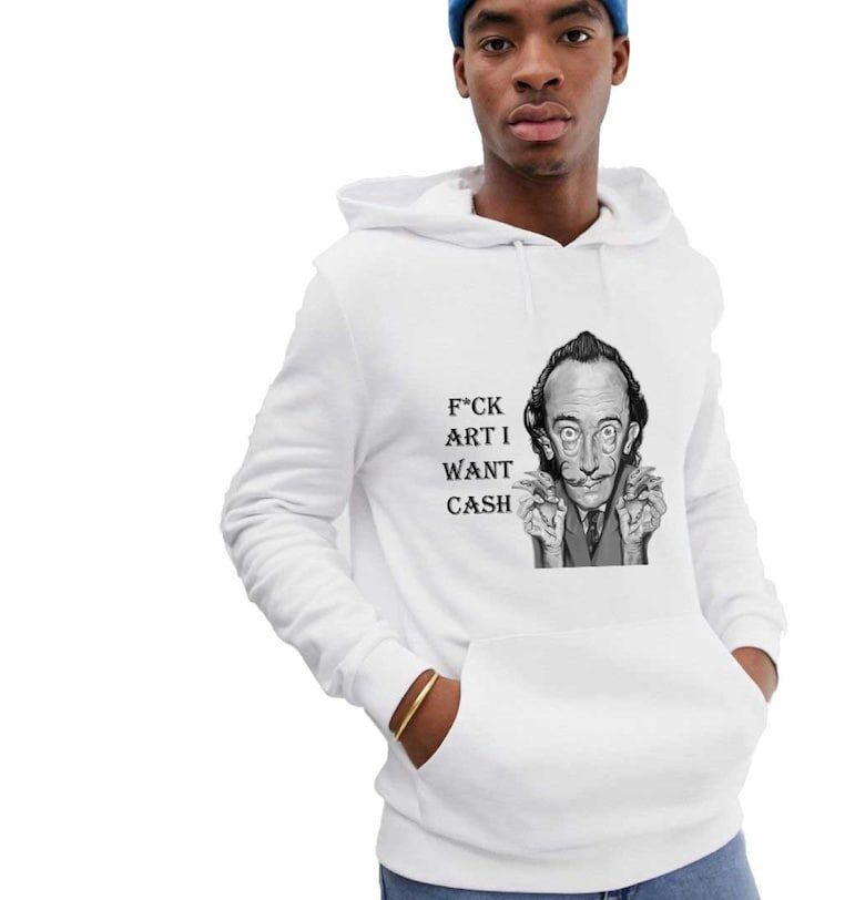 Бяла мъжка качулка - Dali - Искам ПАРИ THEICONIC