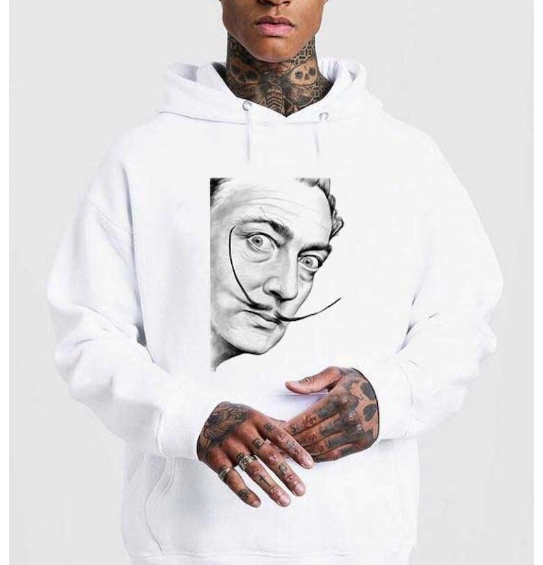 Бяла мъжка качулка - Dali - Портрет THEICONIC