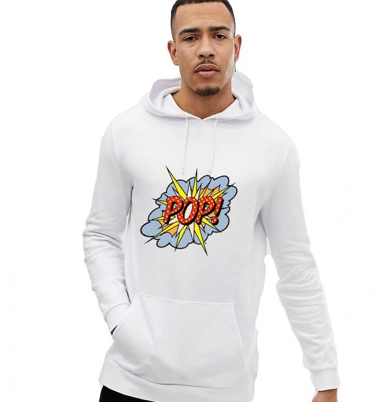 Бяла мъжка качулка - POP THEICONIC
