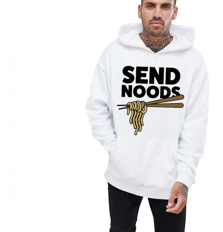 Бяла мъжка качулка - Send Noods THEICONIC