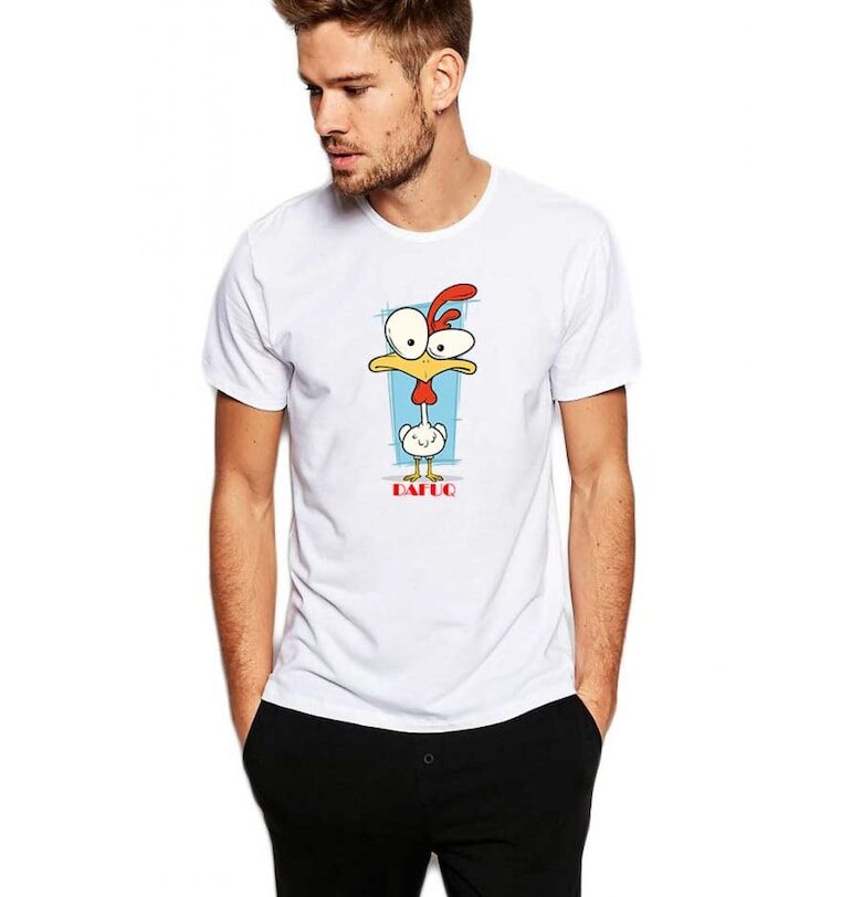 Бяла мъжка тениска - DAFUQ THEICONIC