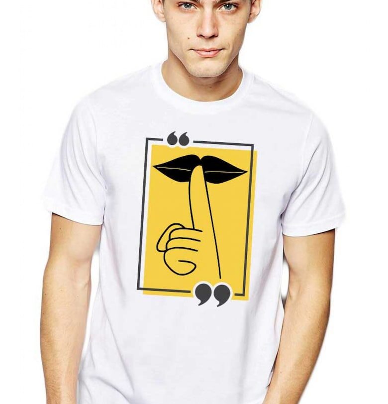 Бяла мъжка тениска - Don't Speak THEICONIC