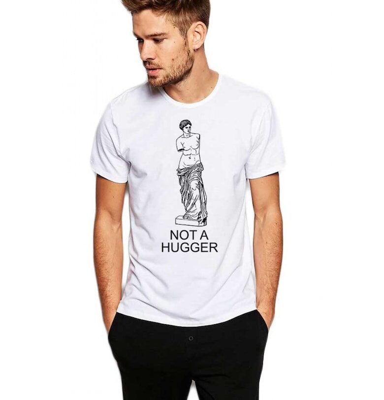 Бяла мъжка тениска - Not a hugger THEICONIC