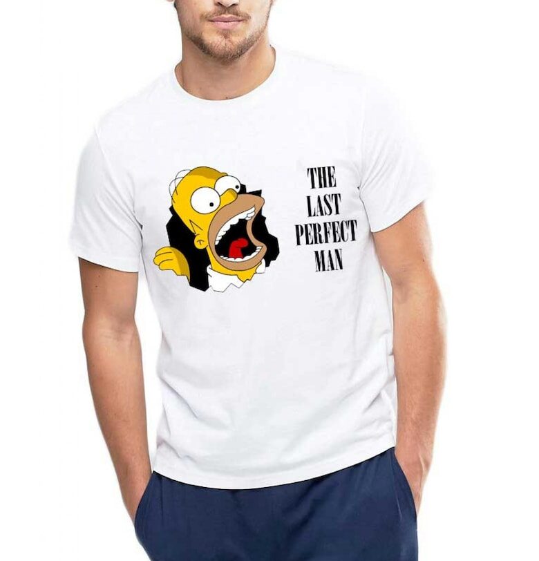 Бяла мъжка тениска - Simpson THEICONIC