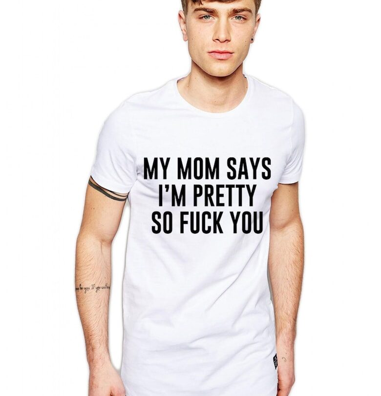 Бяла тениска за мъже - My Mom Says THEICONIC