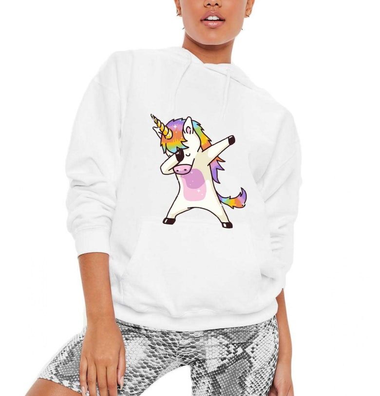 Бяло дамско худи - Cool Unicorn THEICONIC