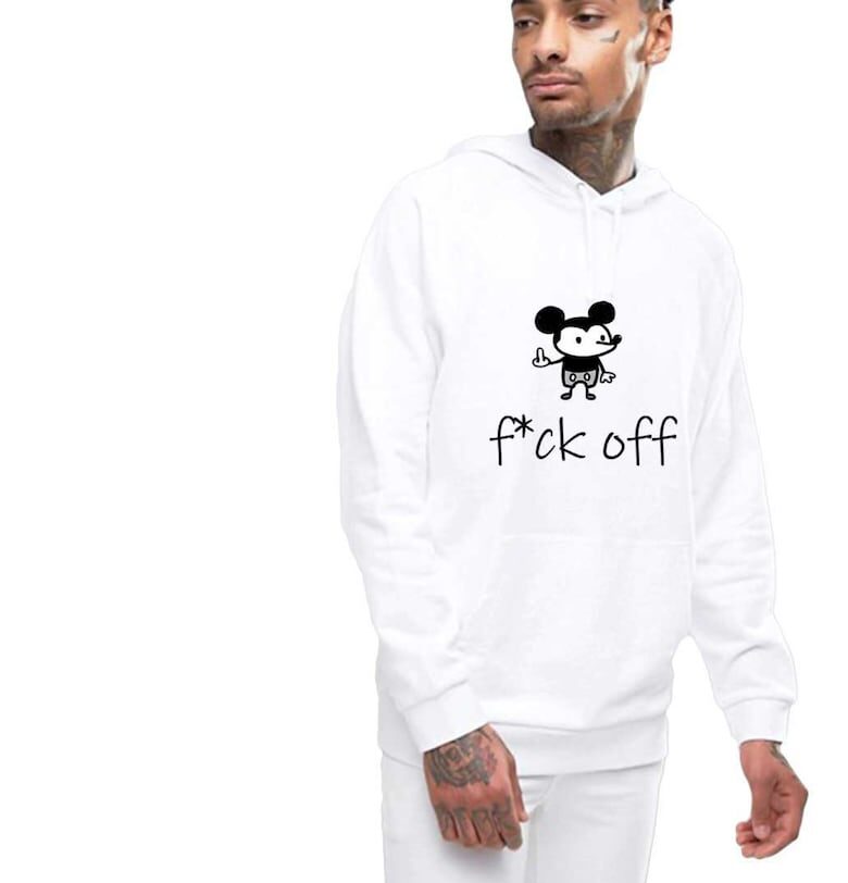 Бяло мъжко суичър с качулка - е*ай Мики Маус THEICONIC