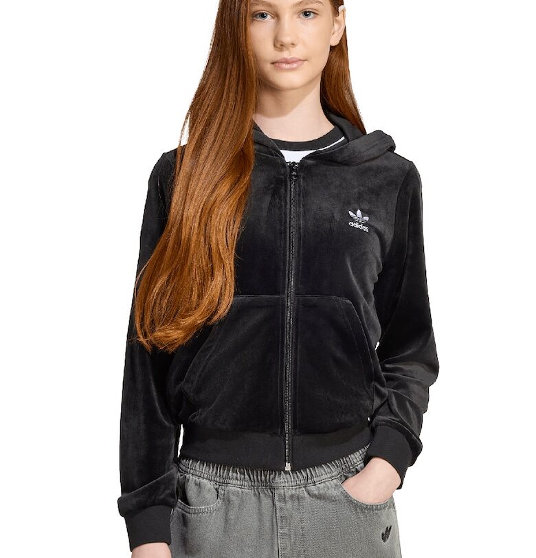 Велурено худи с цип adidas Originals